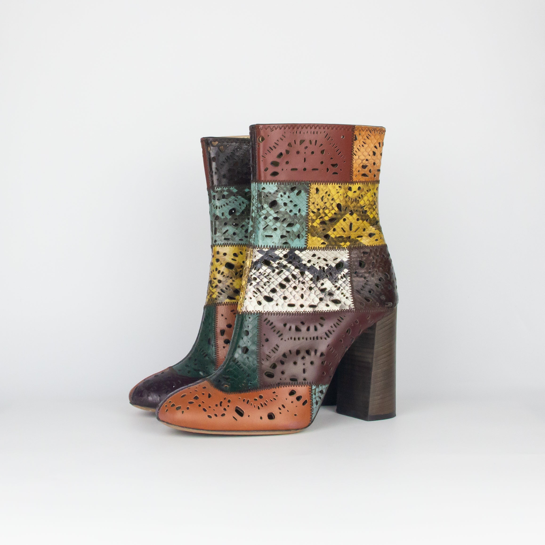 chloe-bottines-patchwork-marron-boots