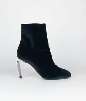 clergerie bottines velours noir talon metal boots1